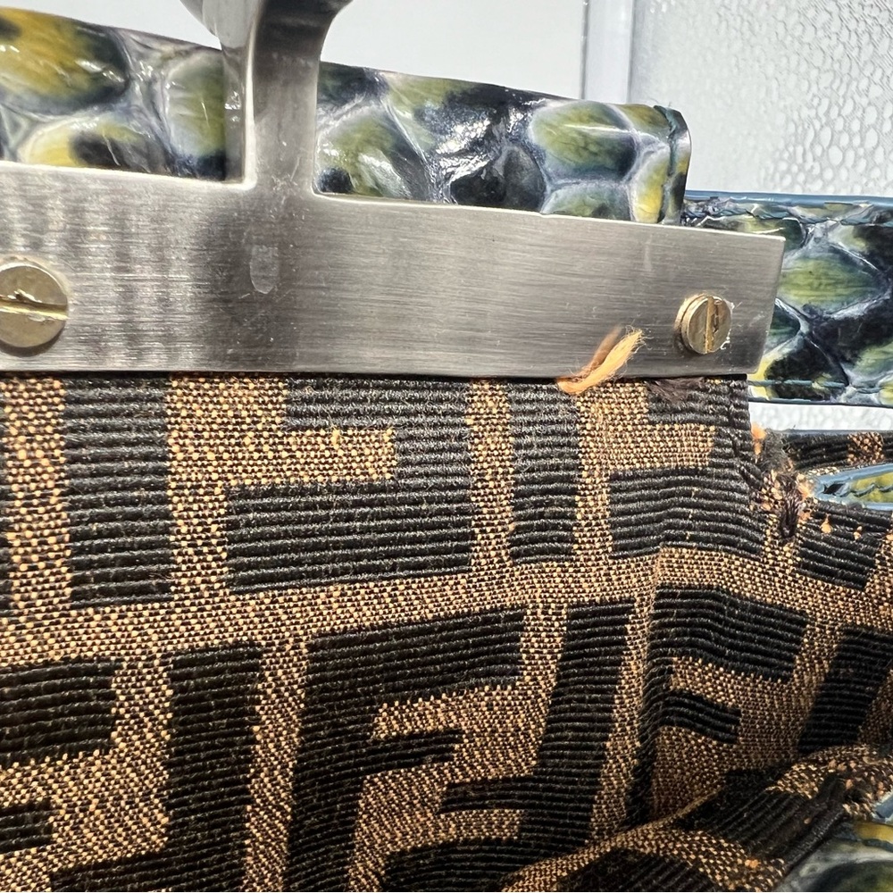 FENDI Peekaboo Iconic Watercolor Textured Snakeskin Embossed Leather Satchel Bag - Picture 17 of 17